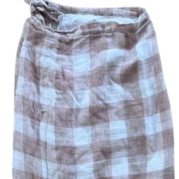 Heartloom Bently High Waist Checker Plaid Skirt Button Tie Coverup S Pink Cream - Picture 7 of 15